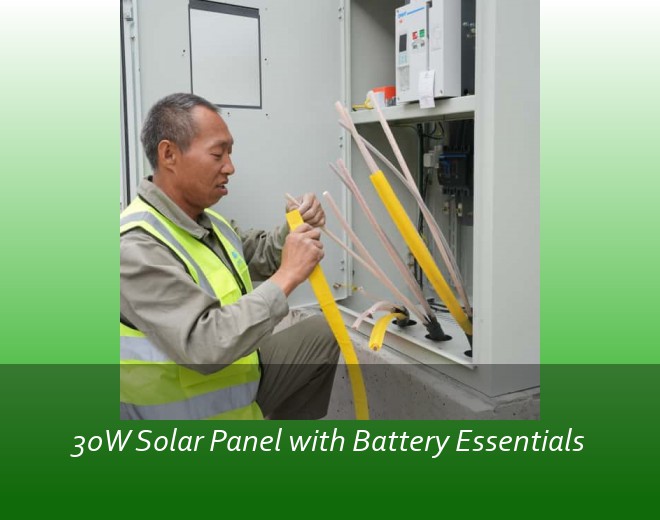 30W Solar Panel with Battery Essentials