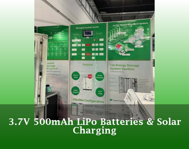 3.7V 500mAh LiPo Batteries & Solar Charging