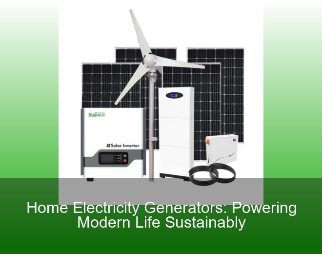 Home Electricity Generators: Powering Modern Life Sustainably