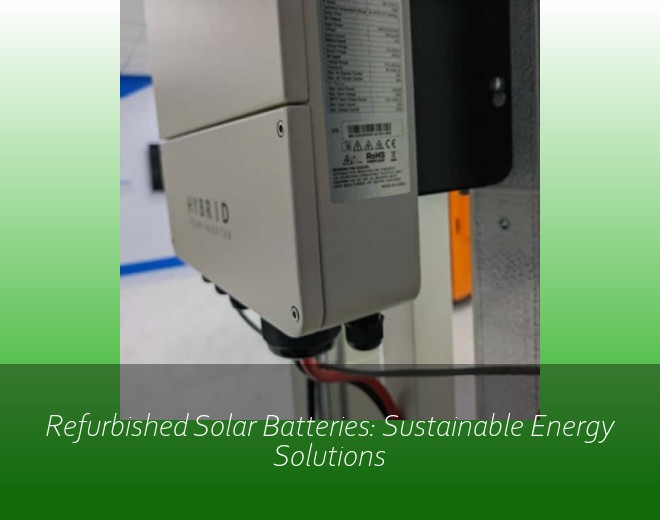Refurbished Solar Batteries: Sustainable Energy Solutions